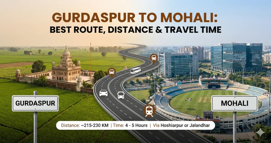 Gurdaspur to Mohali Best Route, Distance & Travel Time