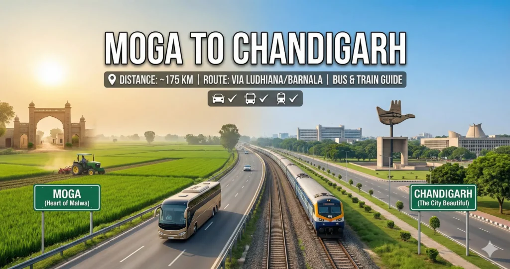 Moga to Chandigarh Travel Route