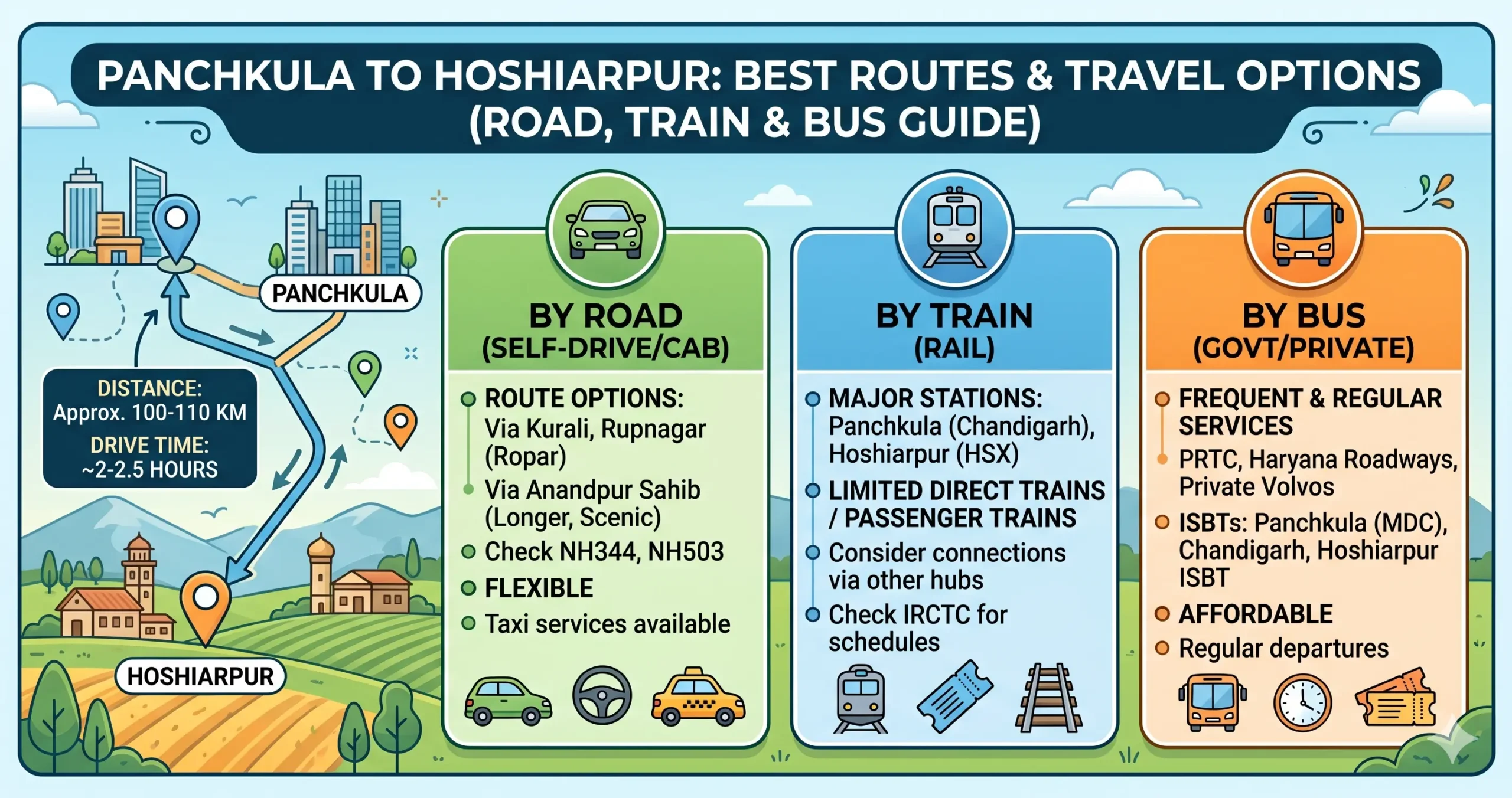 Panchkula to Hoshiarpur Route