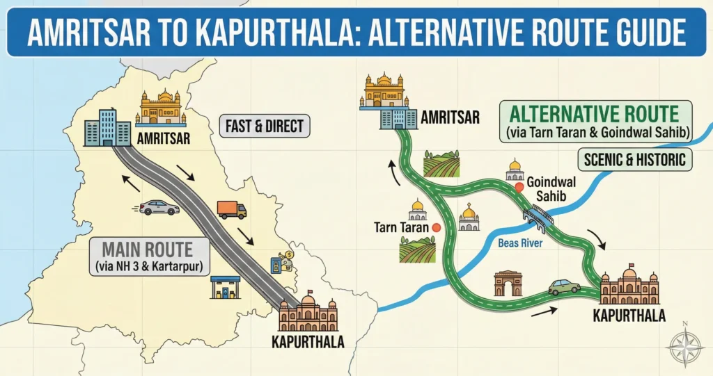 Amritsar to Kapurthala Alternative Route