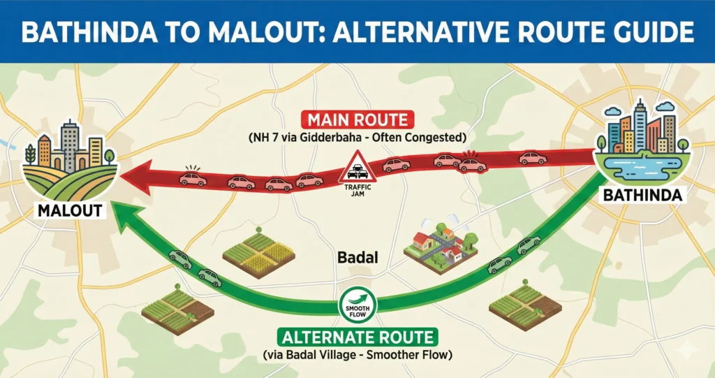 Bathinda to Malout Alternative Route
