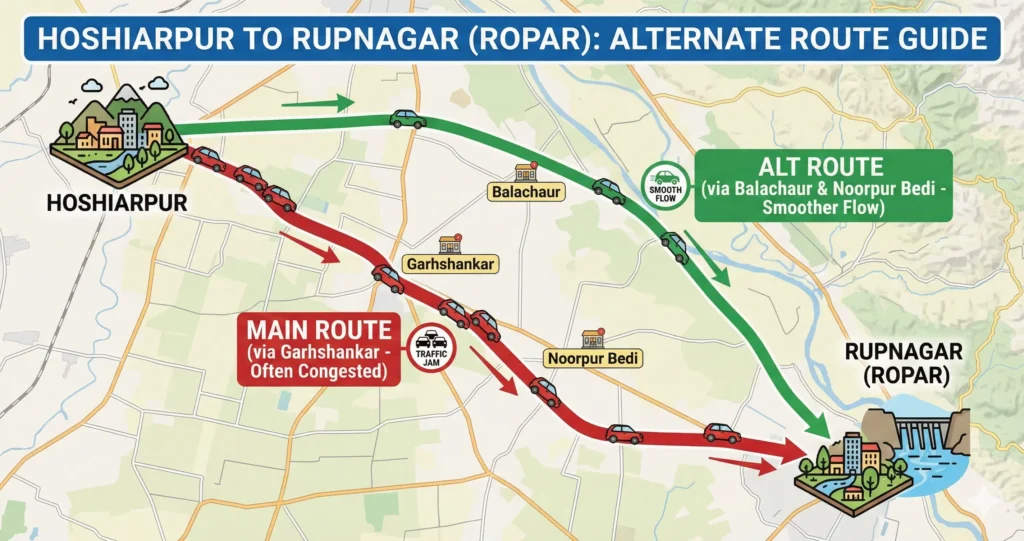 Hoshiarpur to Rupnagar (Ropar) Alternate Route
