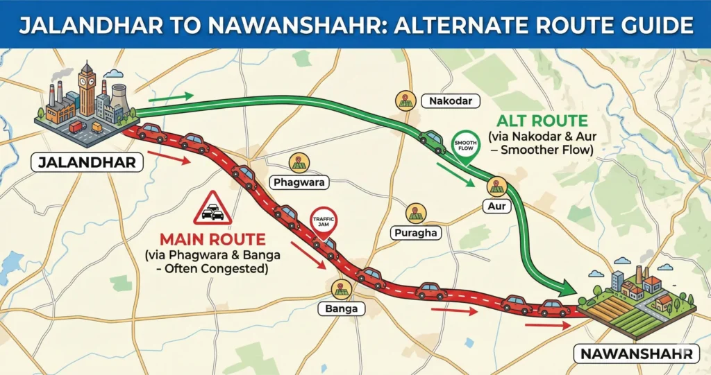 Jalandhar to Nawanshahr Alternative Route