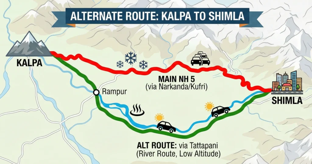 Kalpa to Shimla Alternate Routes