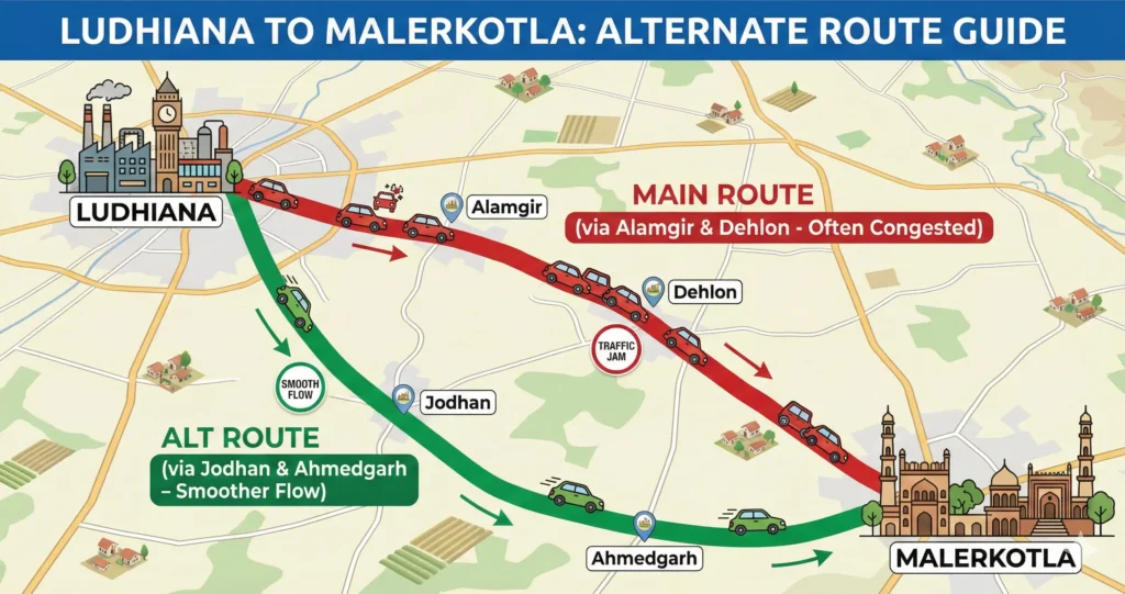 Ludhiana to Malerkotla Alternate Route