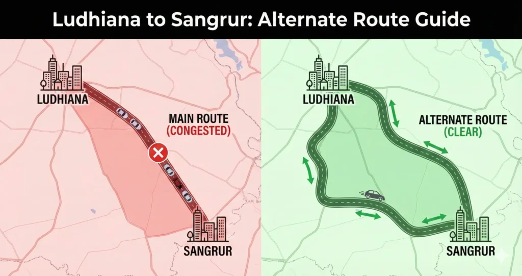 Ludhiana to Sangrur Alternative Route