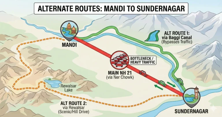 Mandi to Sundernagar Alternate Routes