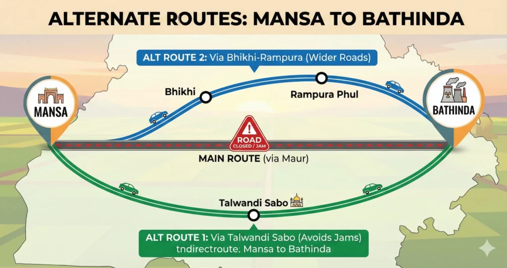 Mansa to Bathinda Alternate Route