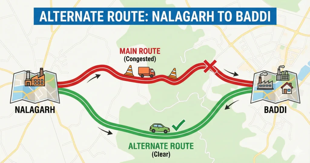 Nalagarh to Baddi Alternate Routes