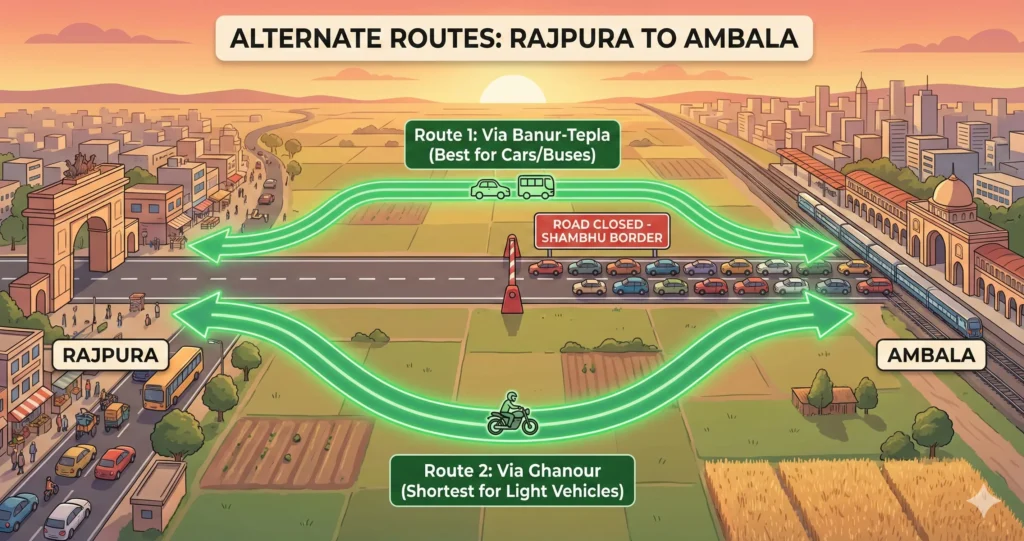 Rajpura to Ambala Alternative Route