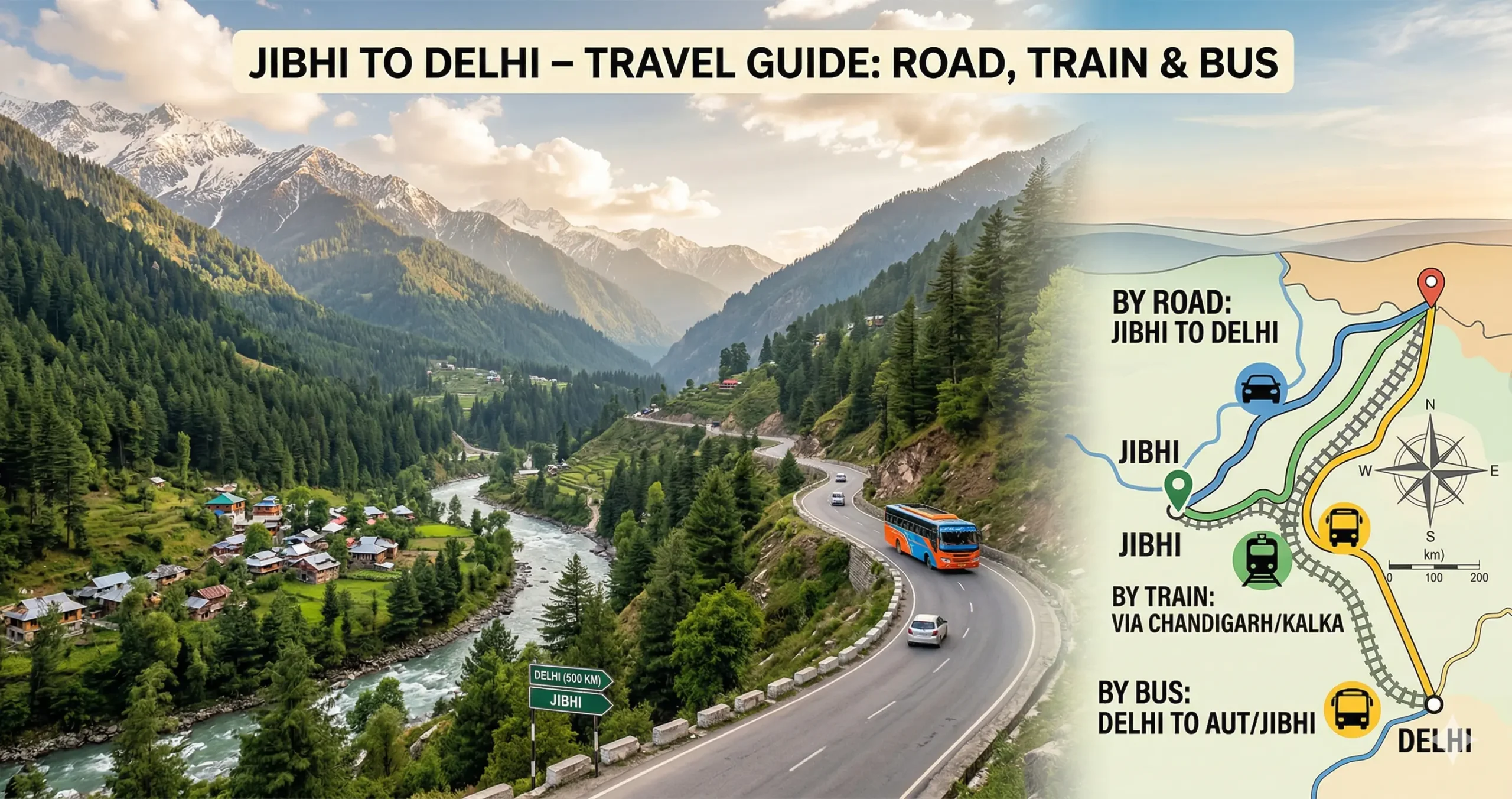 Jibhi to Delhi Route