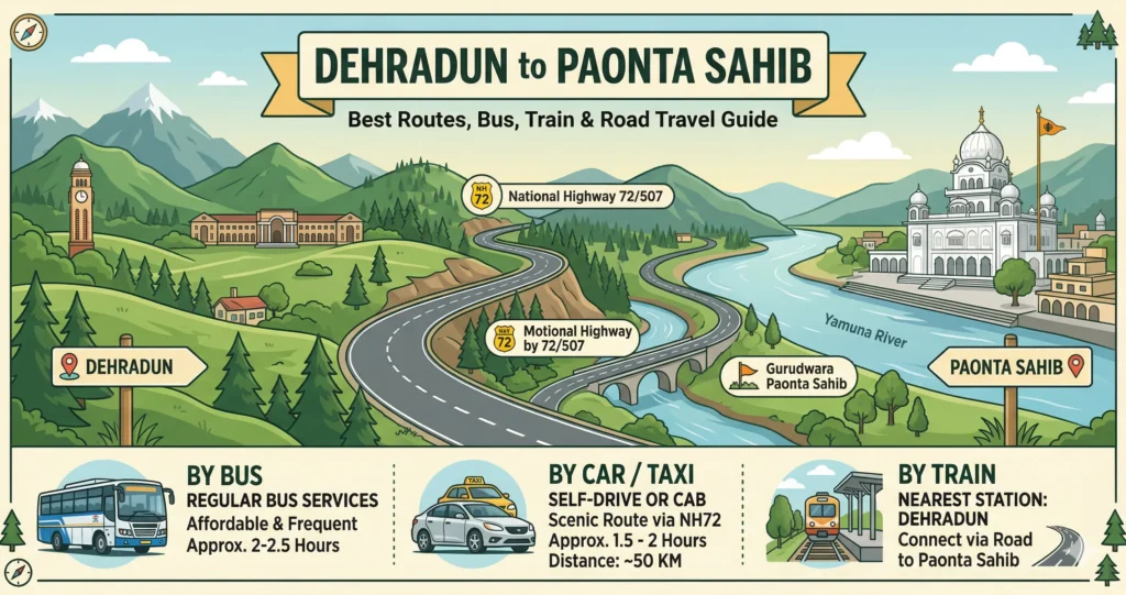 Dehradun to Paonta Sahib Route