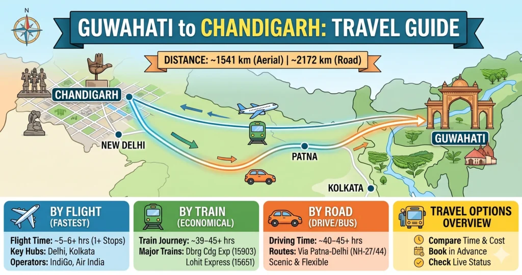 Guwahati to Chandigarh Route