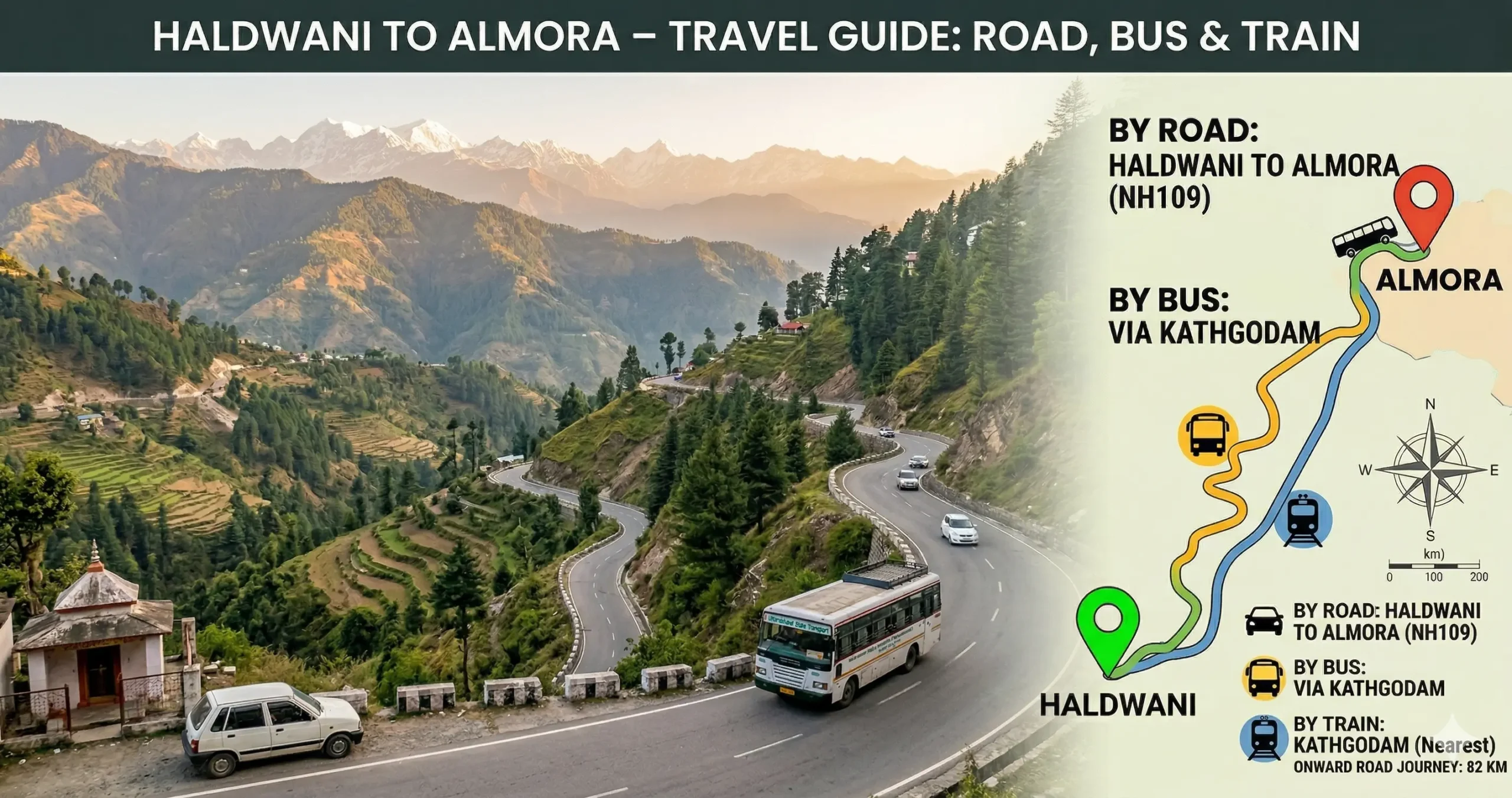 Haldwani to Almora Route