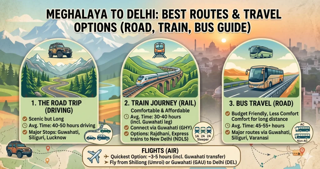 Meghalaya to Delhi Route