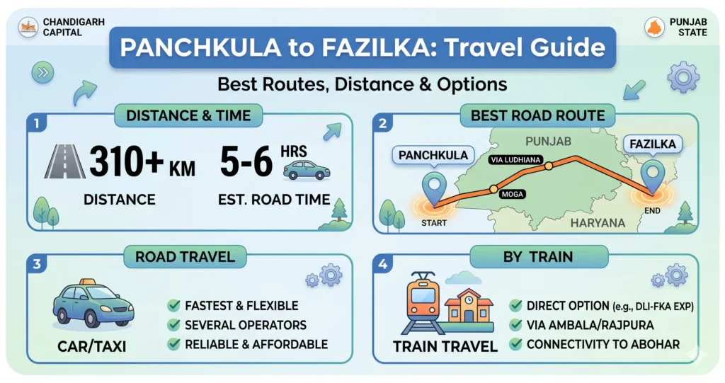 Panchkula To Fazilka Route