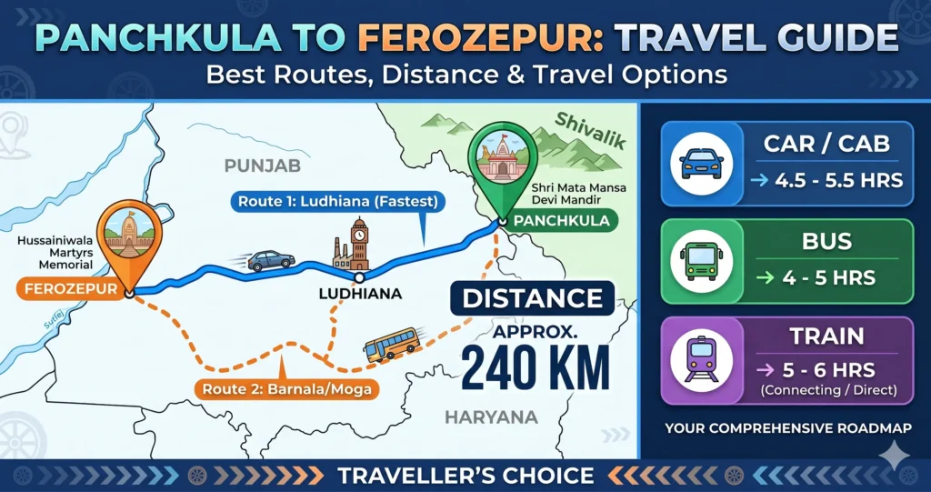 Panchkula to Ferozepur Route