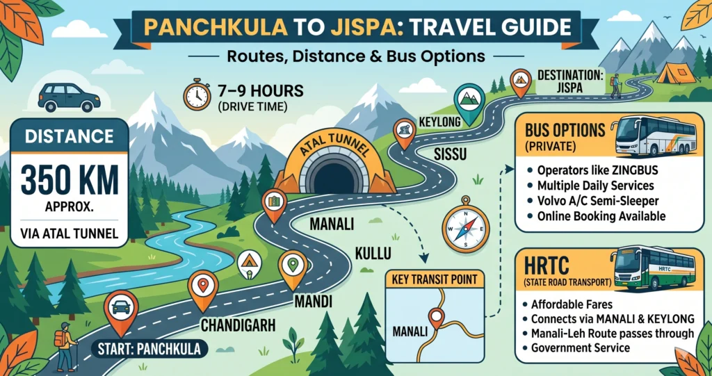 Panchkula to Jispa Route