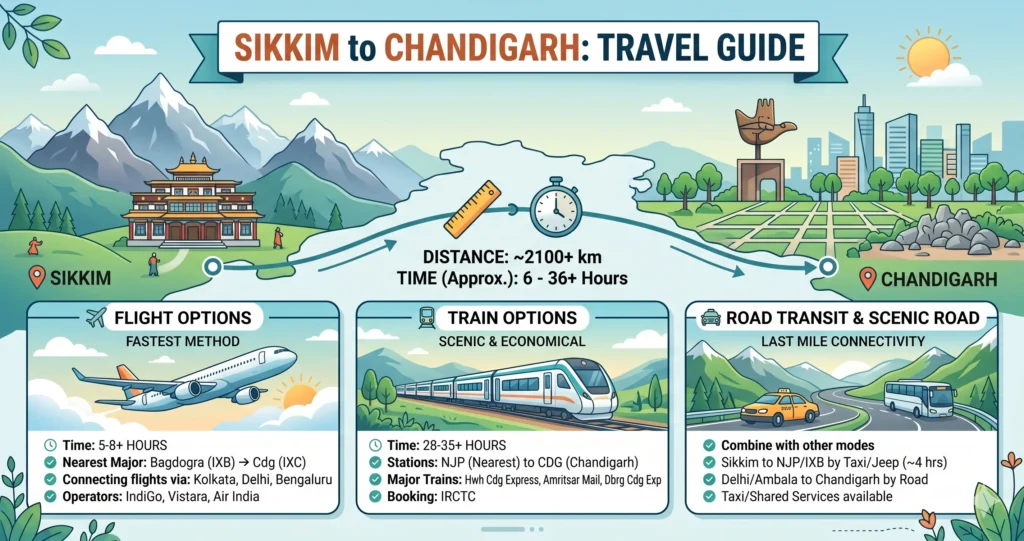 Sikkim to Chandigarh Route