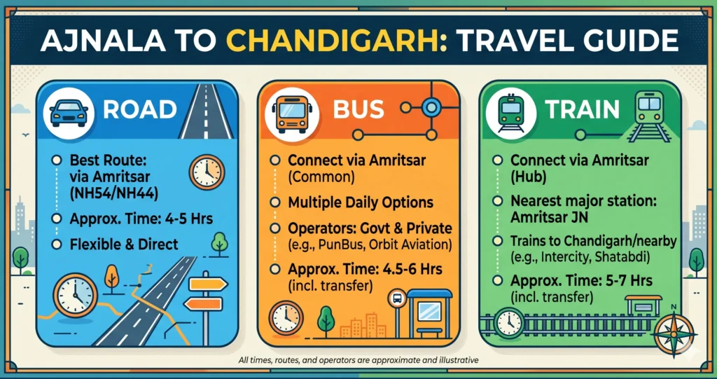 Ajnala to Chandigarh Route