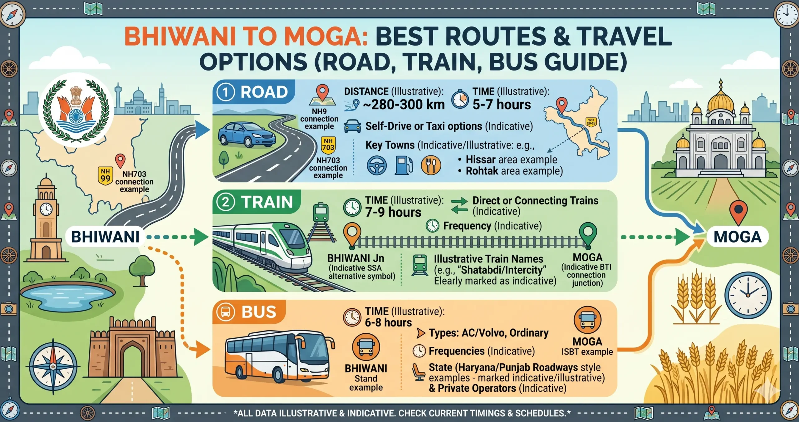 Bhiwani to Moga Route