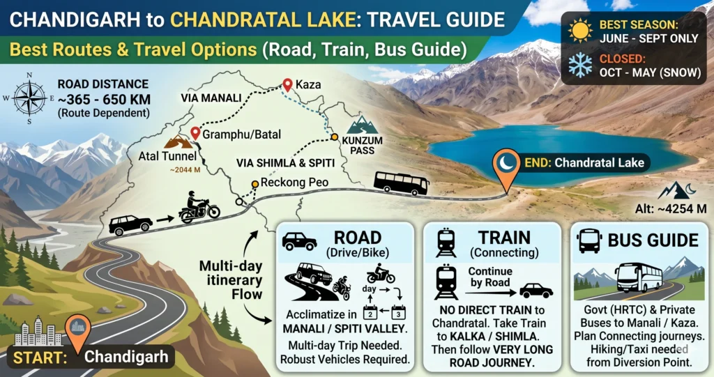 Chandigarh to Chandratal Lake