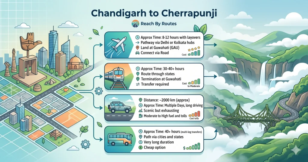 Chandigarh to Cherrapunji Route