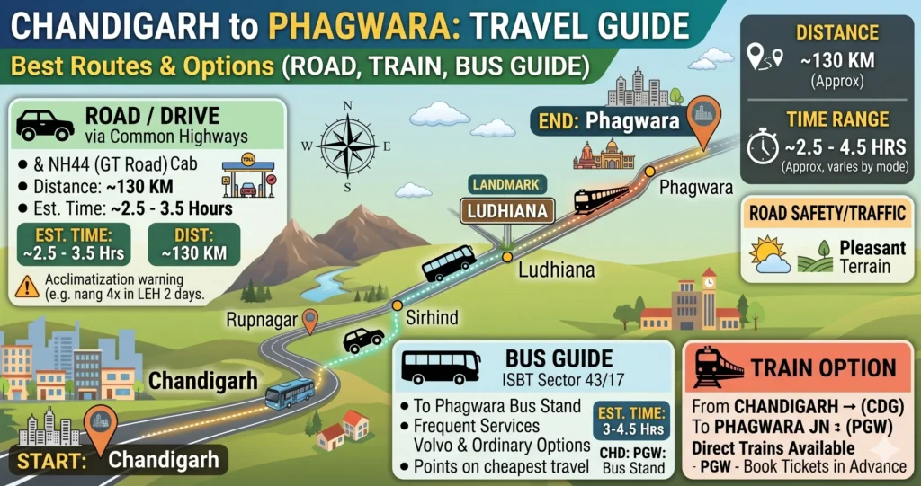 Chandigarh to Phagwara Route