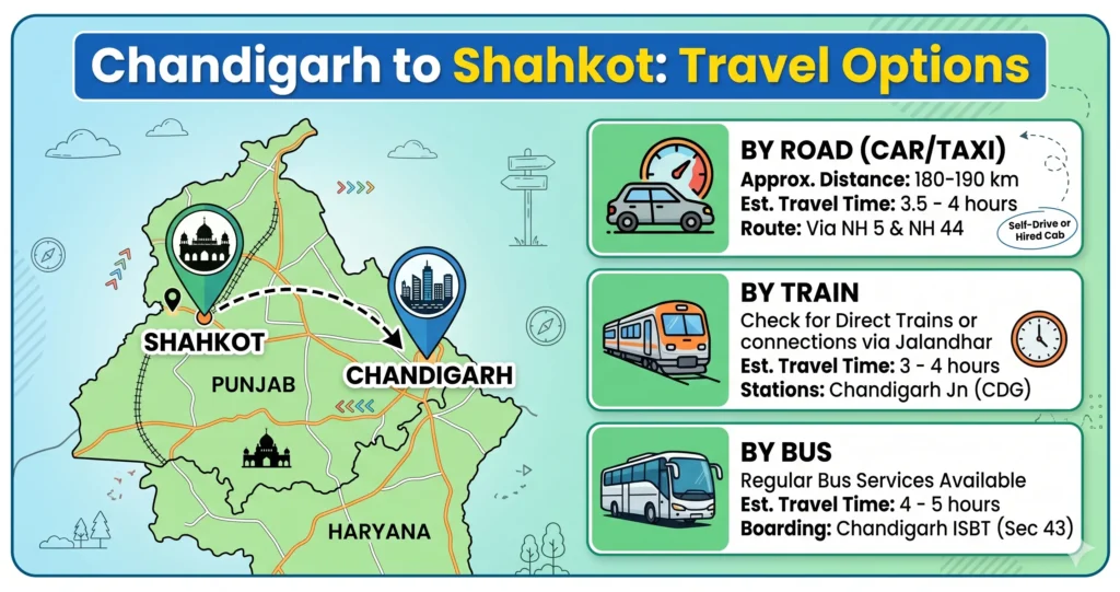 Chandigarh to Shahkot Route