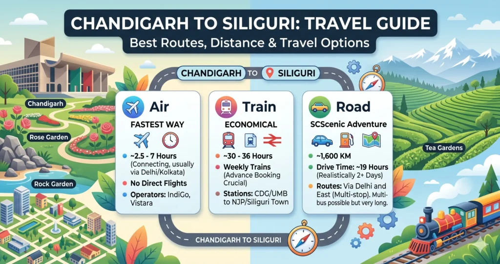 Chandigarh to Siliguri Route