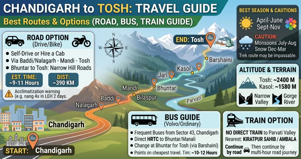 Chandigarh to Tosh Route