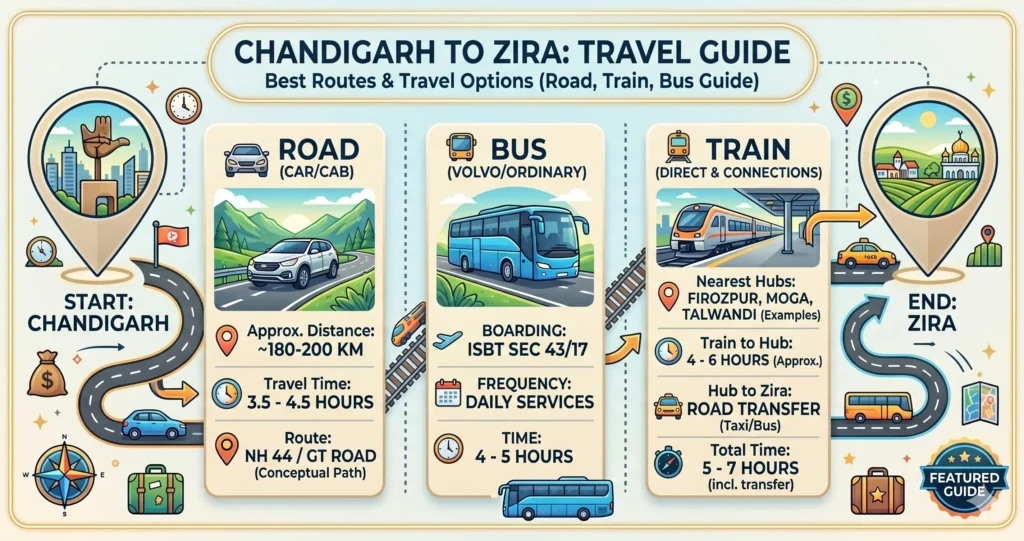 Chandigarh to Zira Route