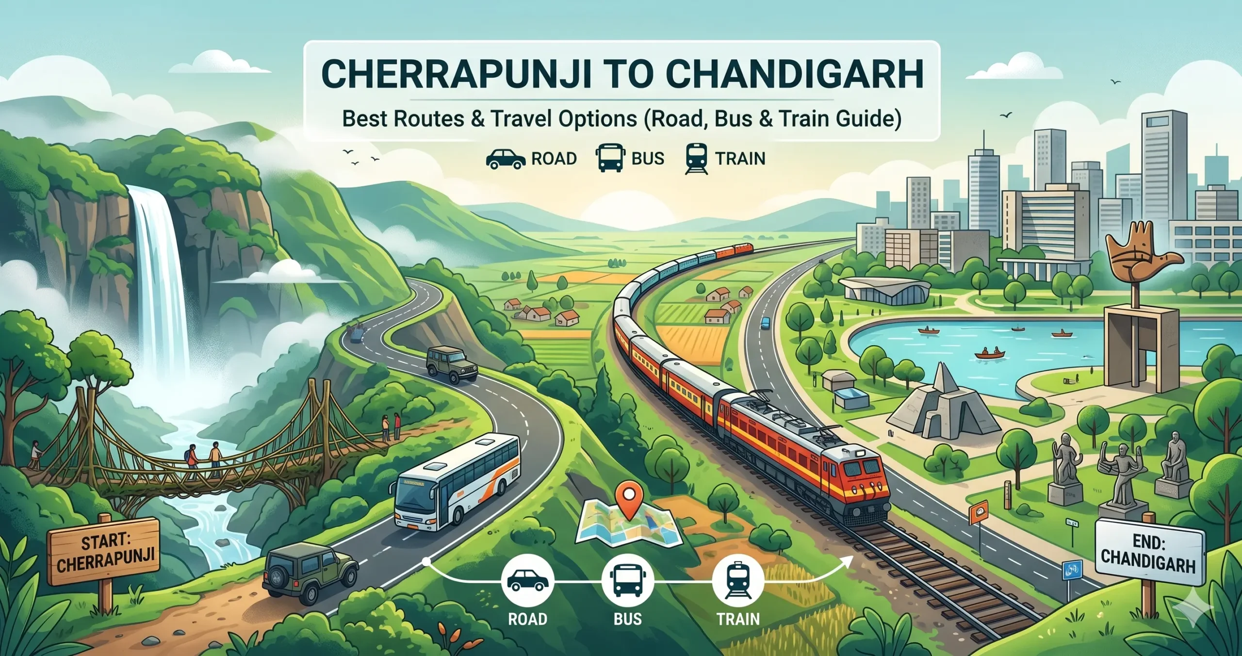 Cherrapunji to Chandigarh