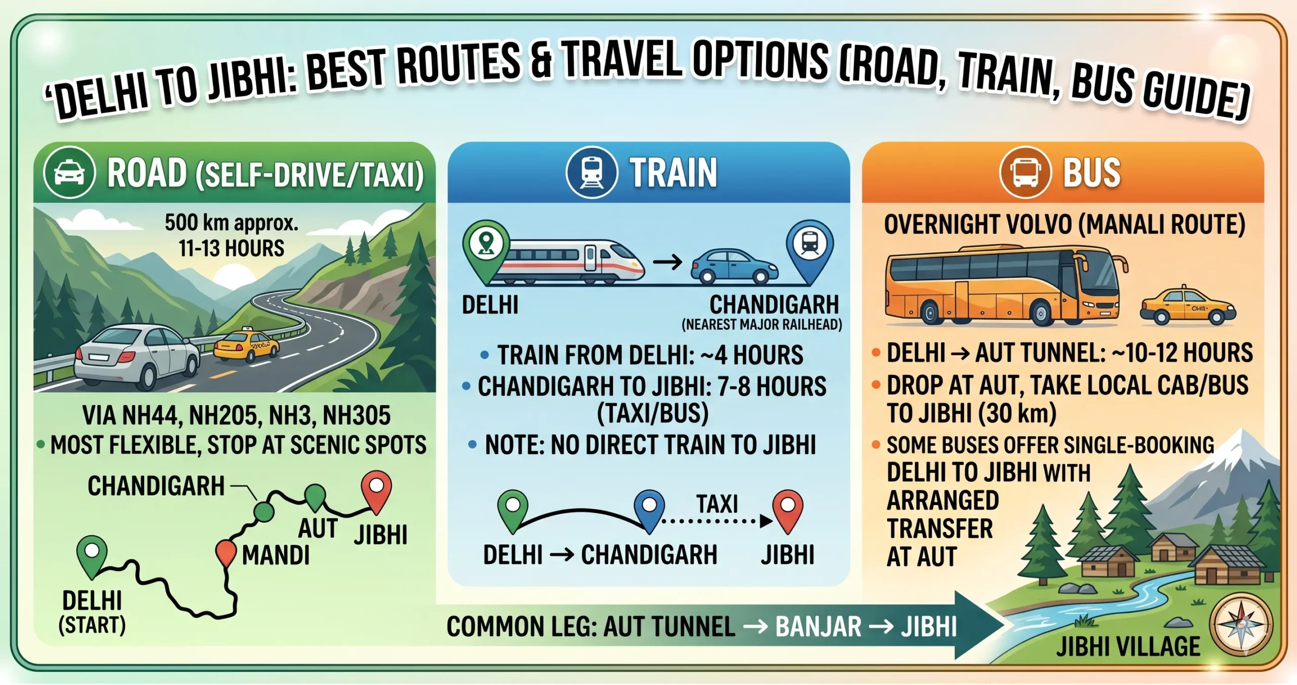 Delhi to Jibhi Route
