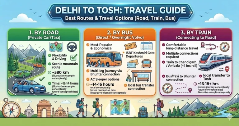 Delhi to Tosh Travel Route