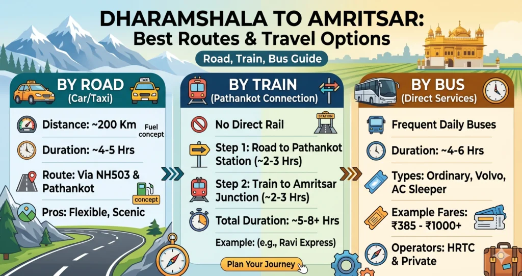 Dharamshala to Amritsar Route