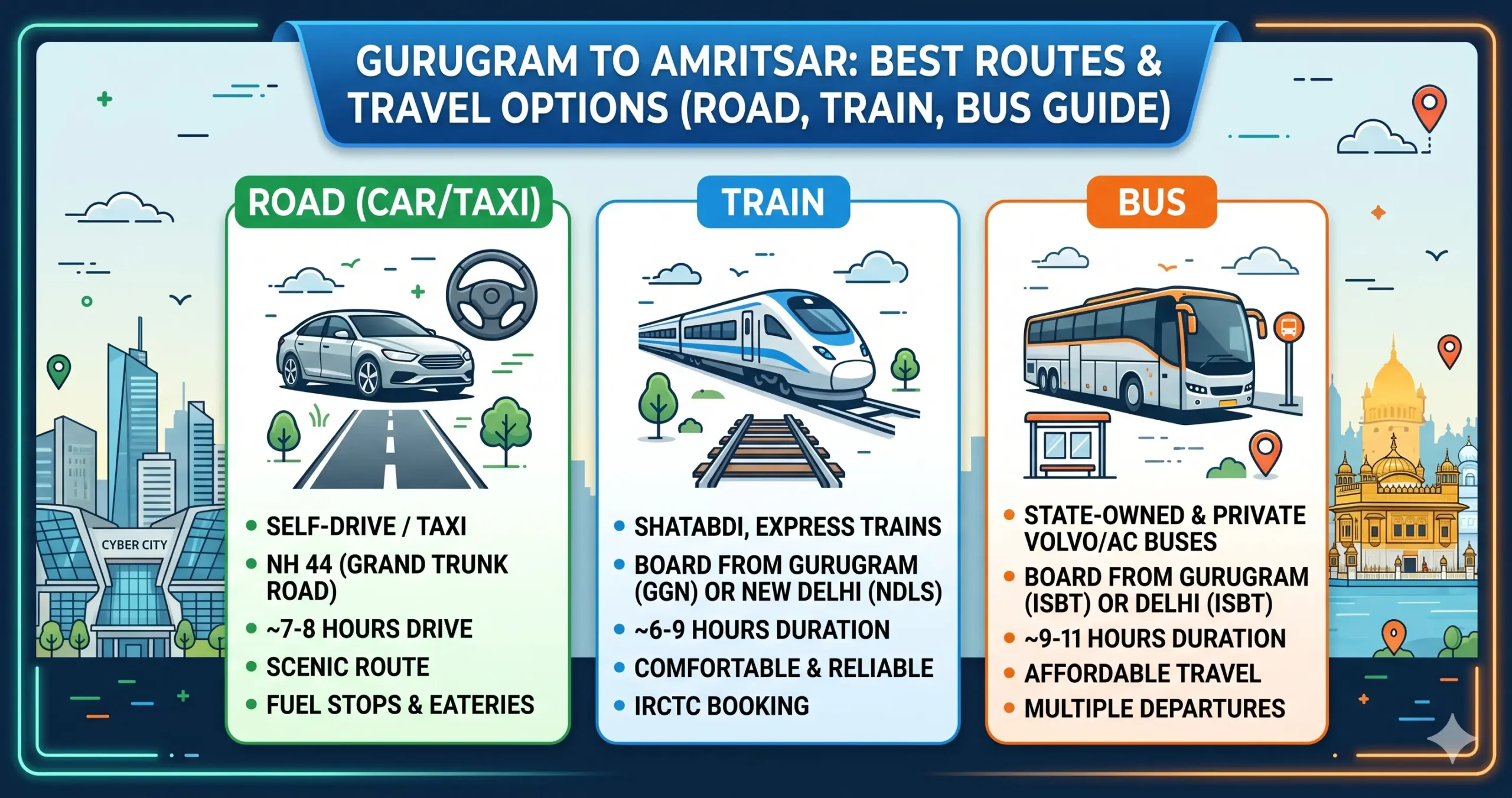 Gurugram to Amritsar Route