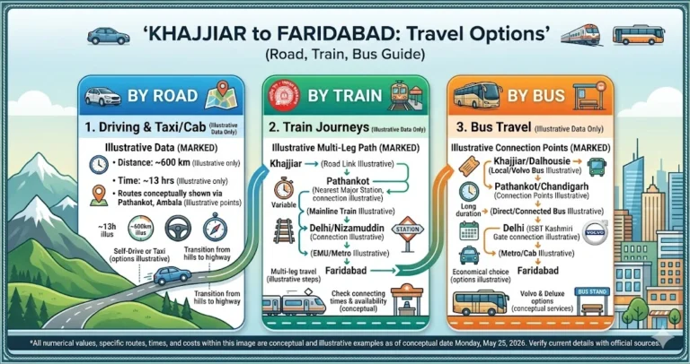 Khajjiar to Faridabad Route