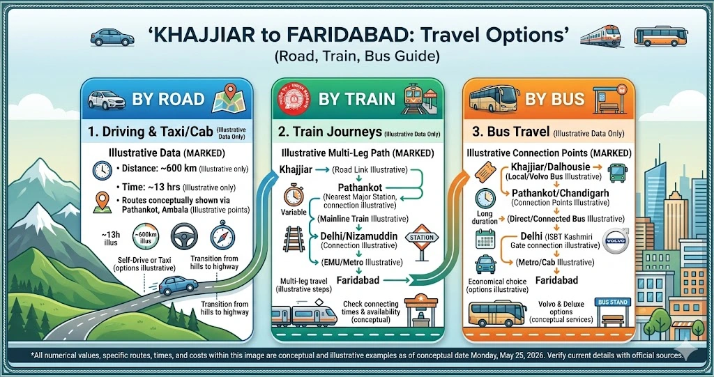 Khajjiar to Faridabad Route
