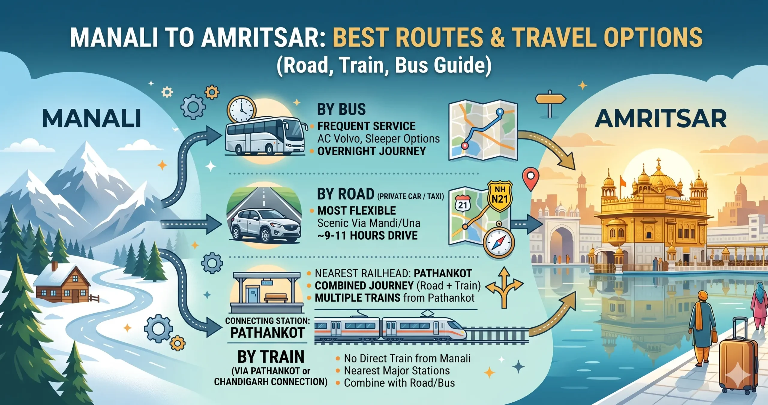 Manali to Amritsar Route