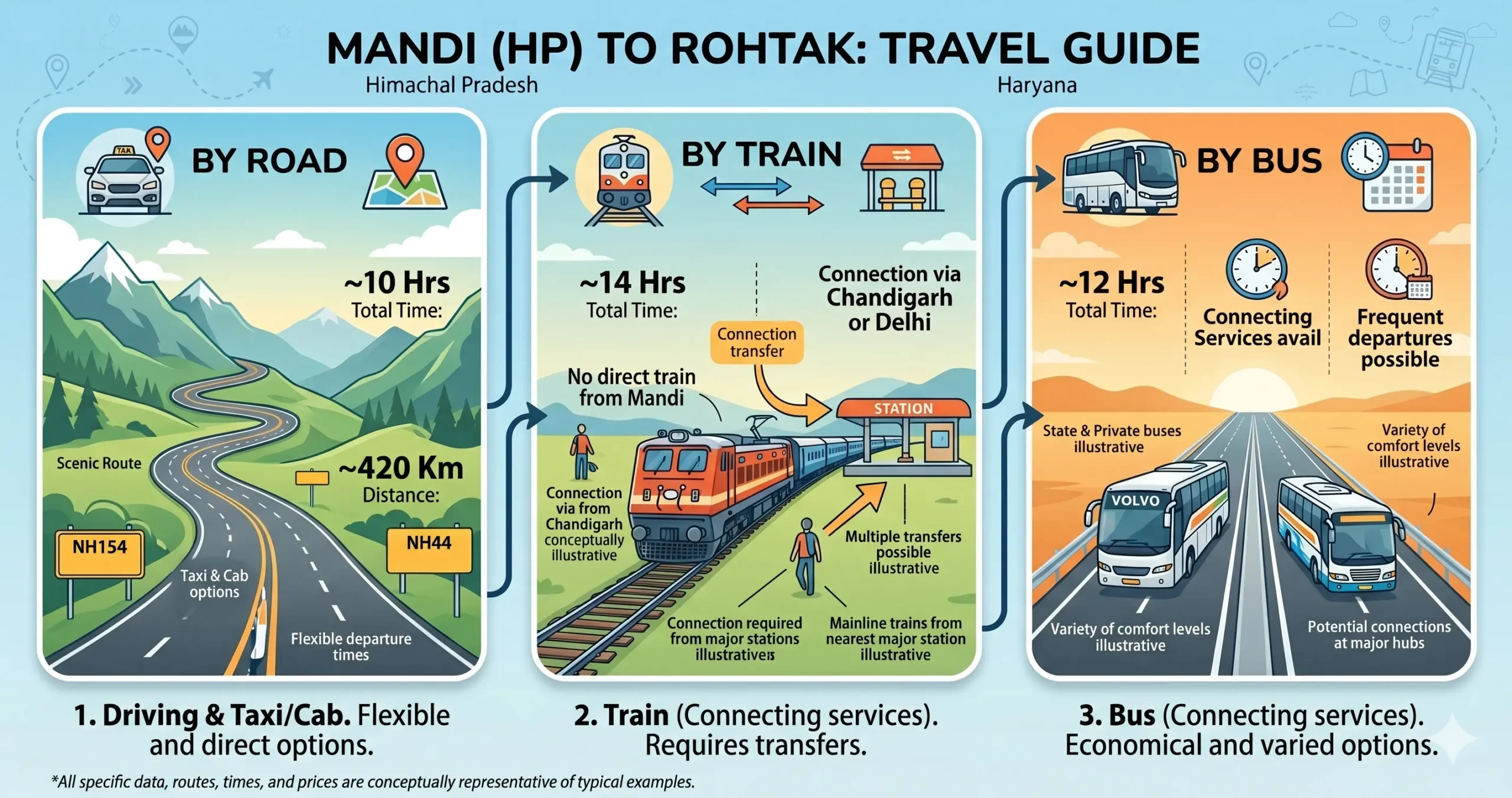 Mandi (Himachal Pradesh) to Rohtak Route
