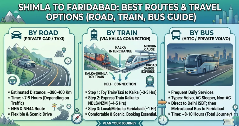 Shimla to Faridabad Route