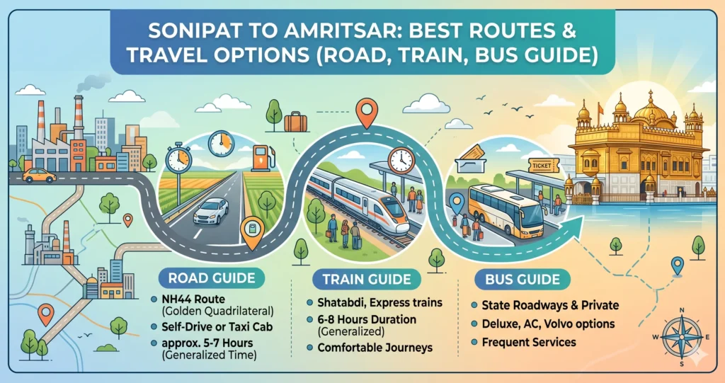 Sonipat to Amritsar Route