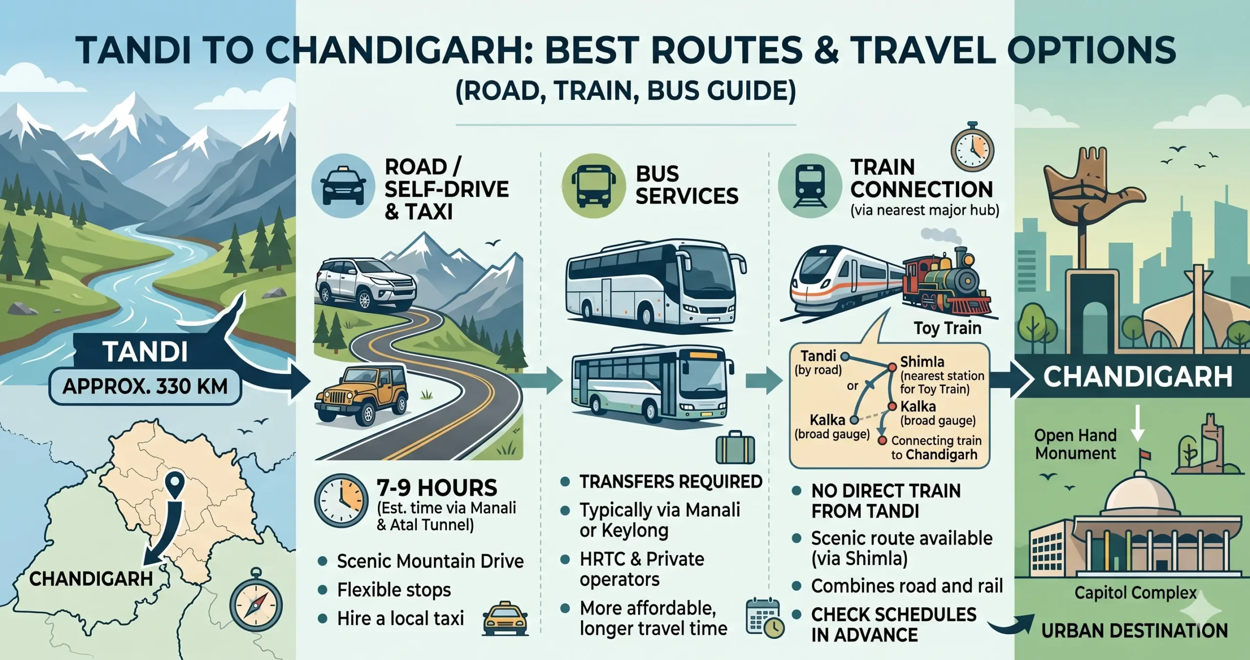 Tandi to Chandigarh Route